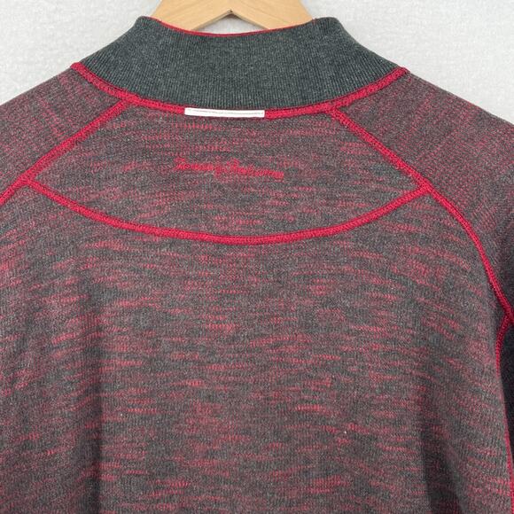 TOMMY BAHAMA Sweater Mens XL Flip Side 1/2 Zip Reversible Cotton Blend Red - Picture 8 of 16